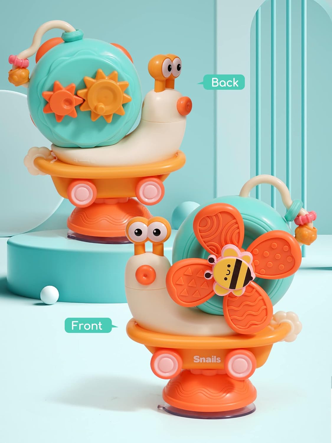 5-in-1 High Chair Toy with Suction Cups Spinner Toys for Baby Toy 6 to 12 Months,Infant Tray Strong Suction Cup Bath Sensory Fidget Toys for Boys Toddler Newborn Birthday Valentine Easter Gift - Image 5
